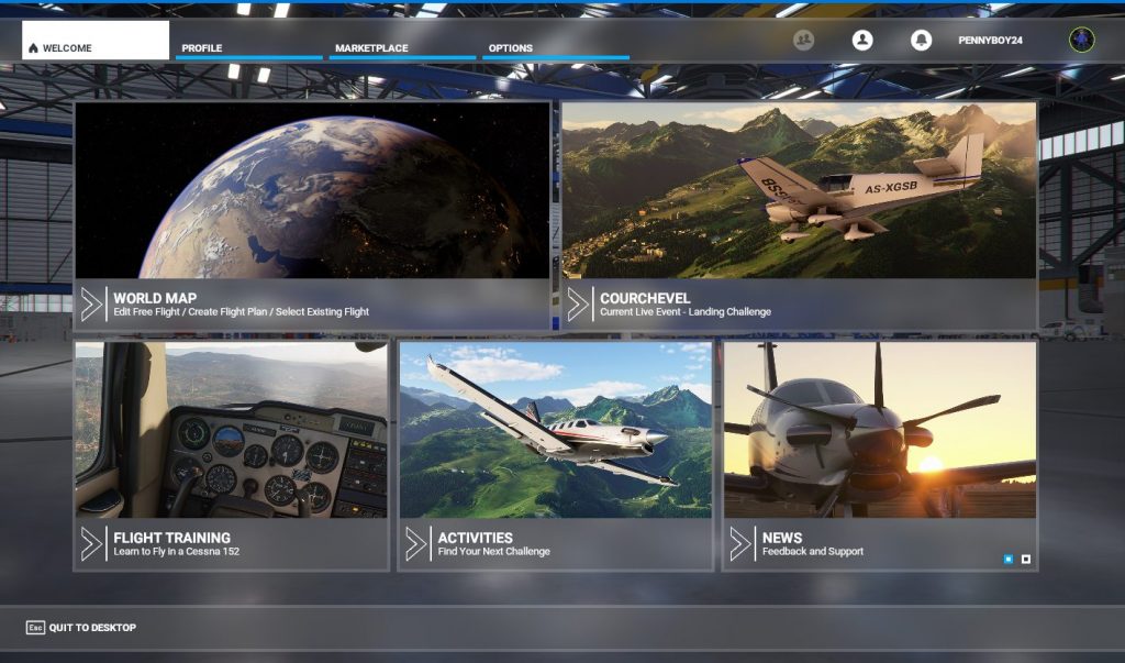 Microsoft Flight Simulator Menu