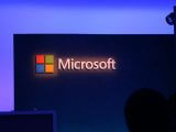 Microsoft name and logo onstage