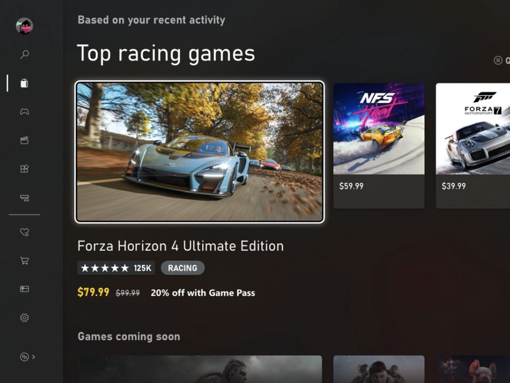 Redesigned Microsoft Store on Xbox