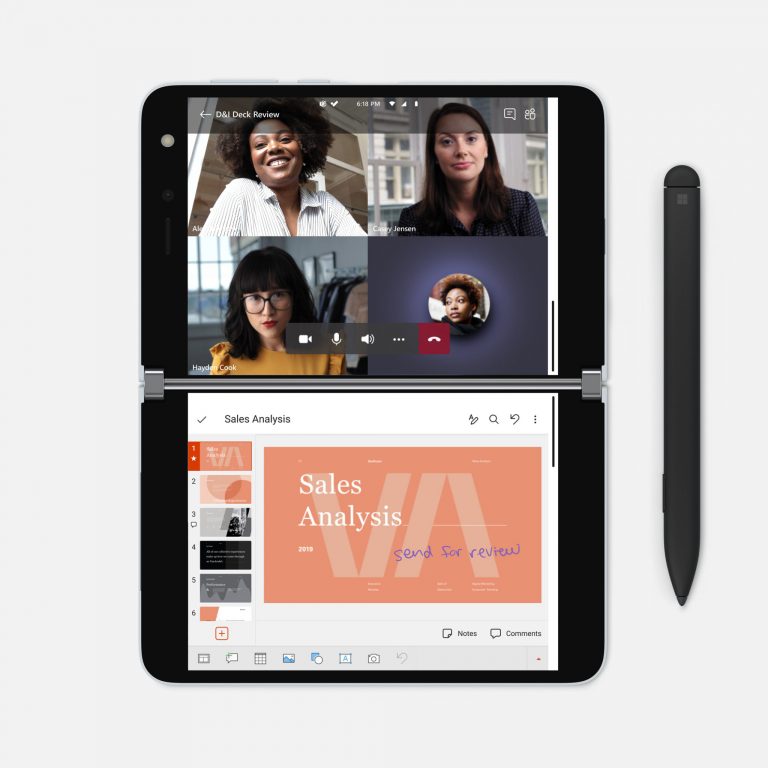 Surface Duo Microsoft TEams Powerpoint Surface Pen