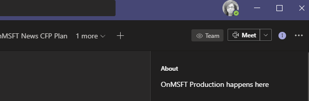 Microsoft Teams About Section