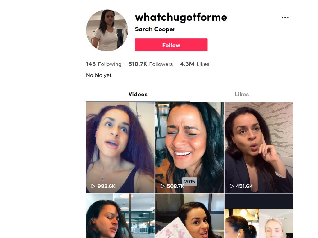 Sarah Cooper on TikTok