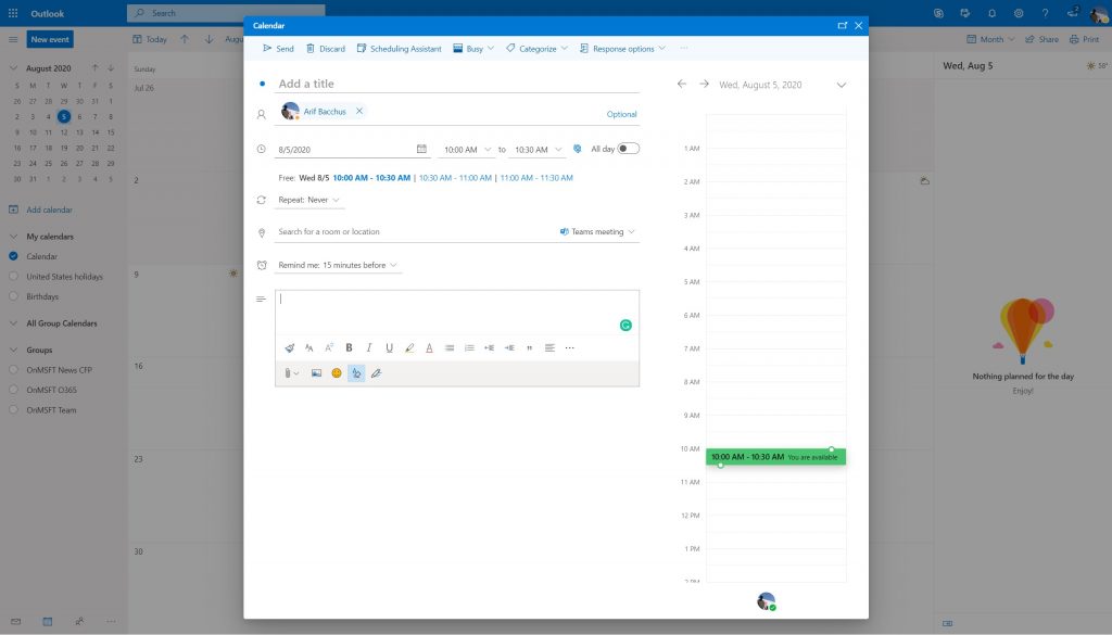 Setting Up A Teams Meeting In Outlook
