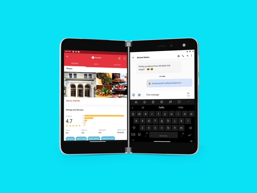 Gear Microsoft Surface Duo Two Apps Side By Side Source Microsoft