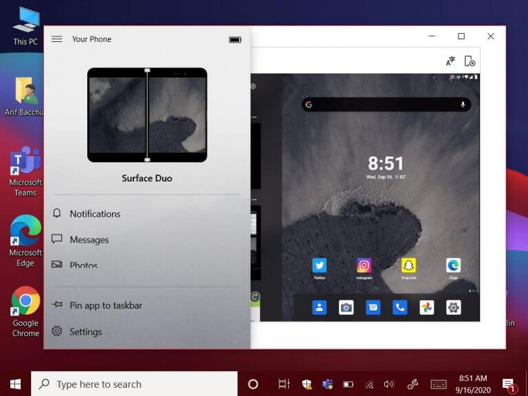 Windows 10 Your Surface Duo phone