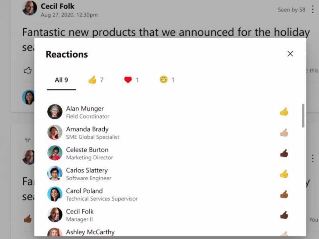 Yammer Reactions