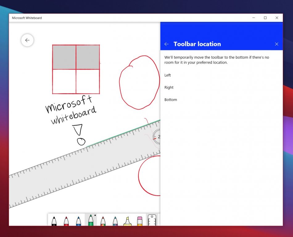 Toolbar Location Whiteboard