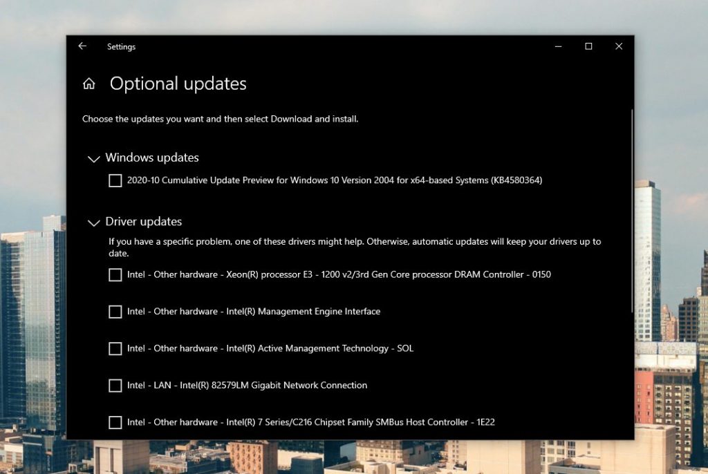 Windows Update Optional Updates