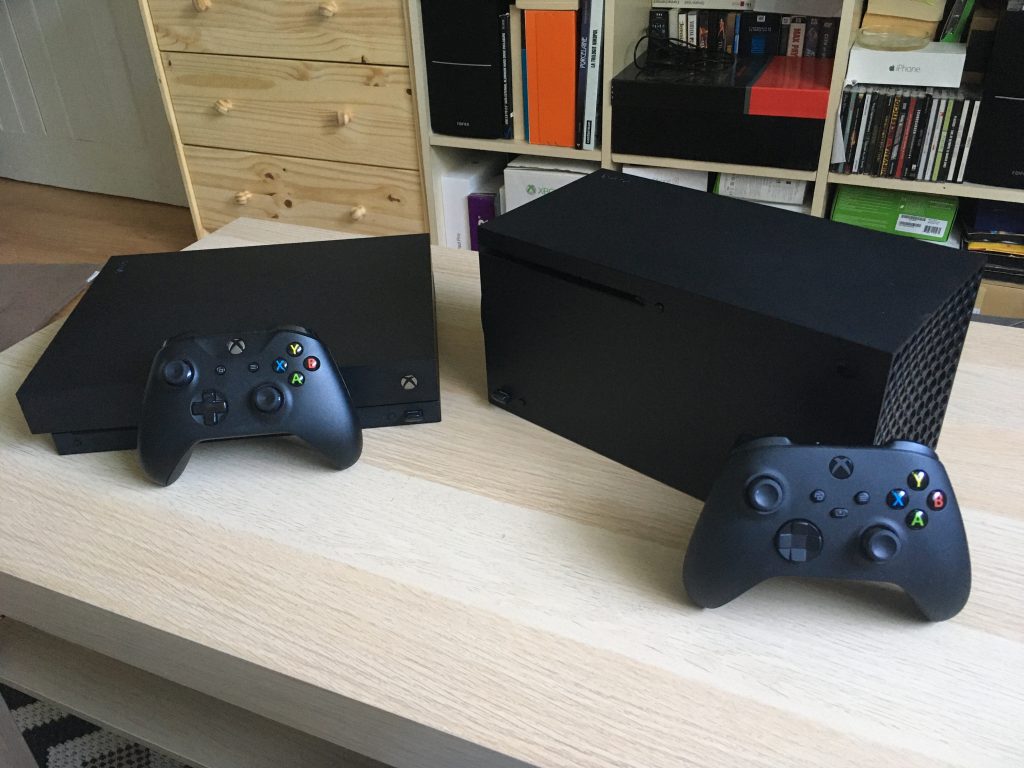 Xbox Series X And Xbox One X With Their Controllers