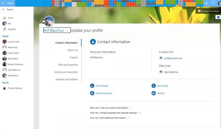 Profile Delve Yammer