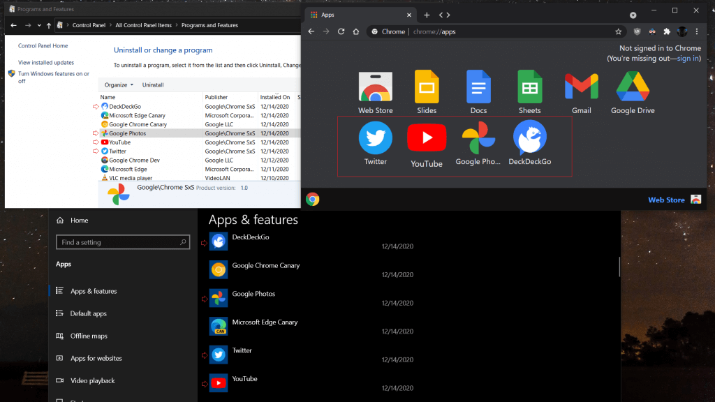 Chrome Edge Settings App
