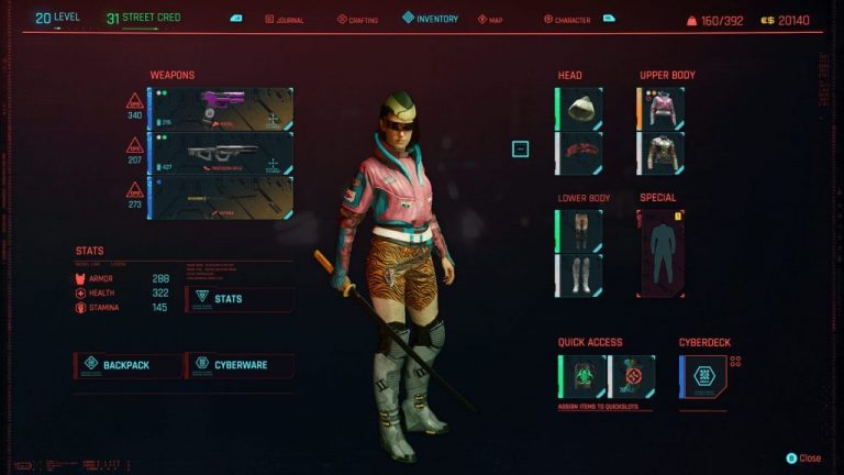 Cyberpunk 2077 inventory