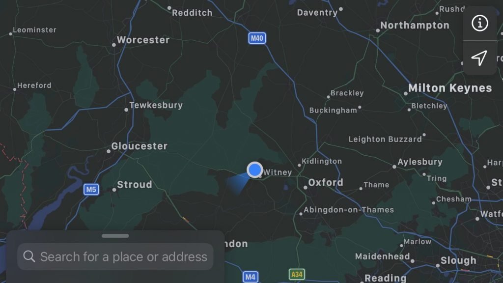 Screenshot of Apple Maps on iOS 14