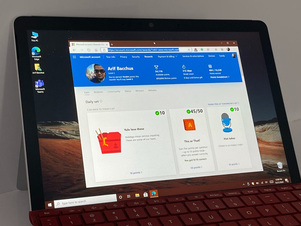 Microsoft Rewards Surface Go 2