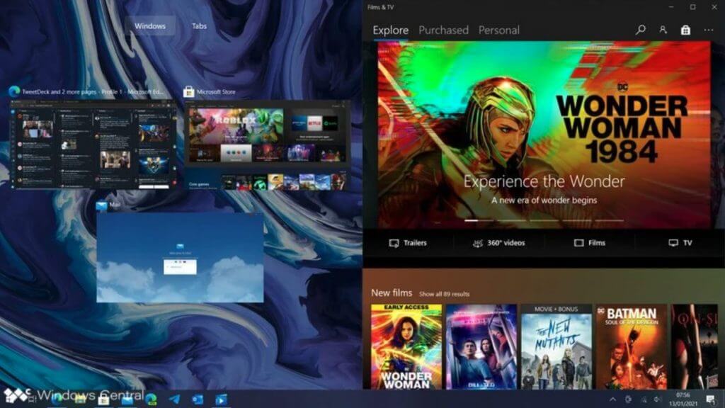 Windows 10 Redesigned Snap Assist Sun Valley Windows Central Mockup