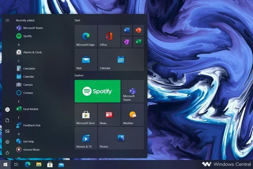 Windows 10 Redesigned Start Menu Sun Valley Mockup Windows Central