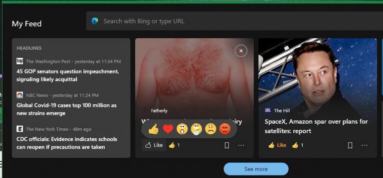 Microsoft Edge web widget