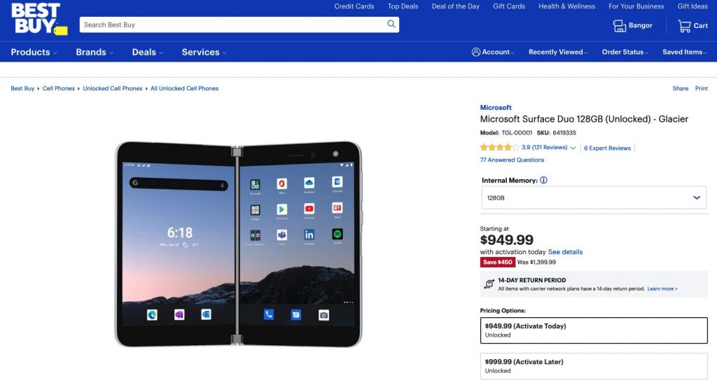 Best Buy Surface Duo Deal February 2021