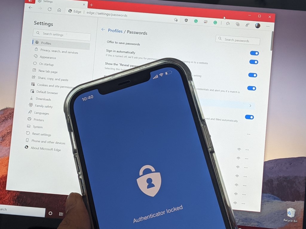 Microsoft Edge with Microsoft Authenticator