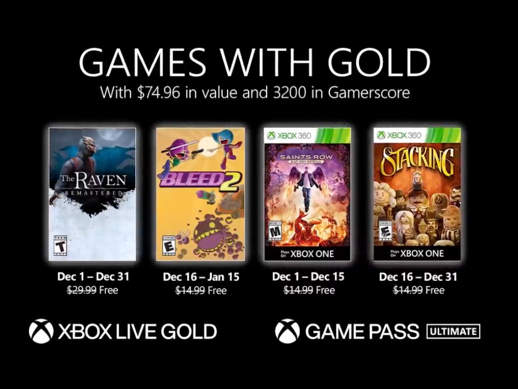 Microsoft announces games with gold for december - onmsft. Com - november 24, 2020