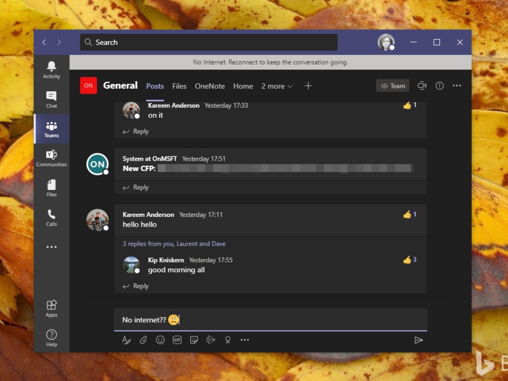 Chats in Microsoft Teams just got better with offline mode – here's what you need to know - OnMSFT.com - October 7, 2020