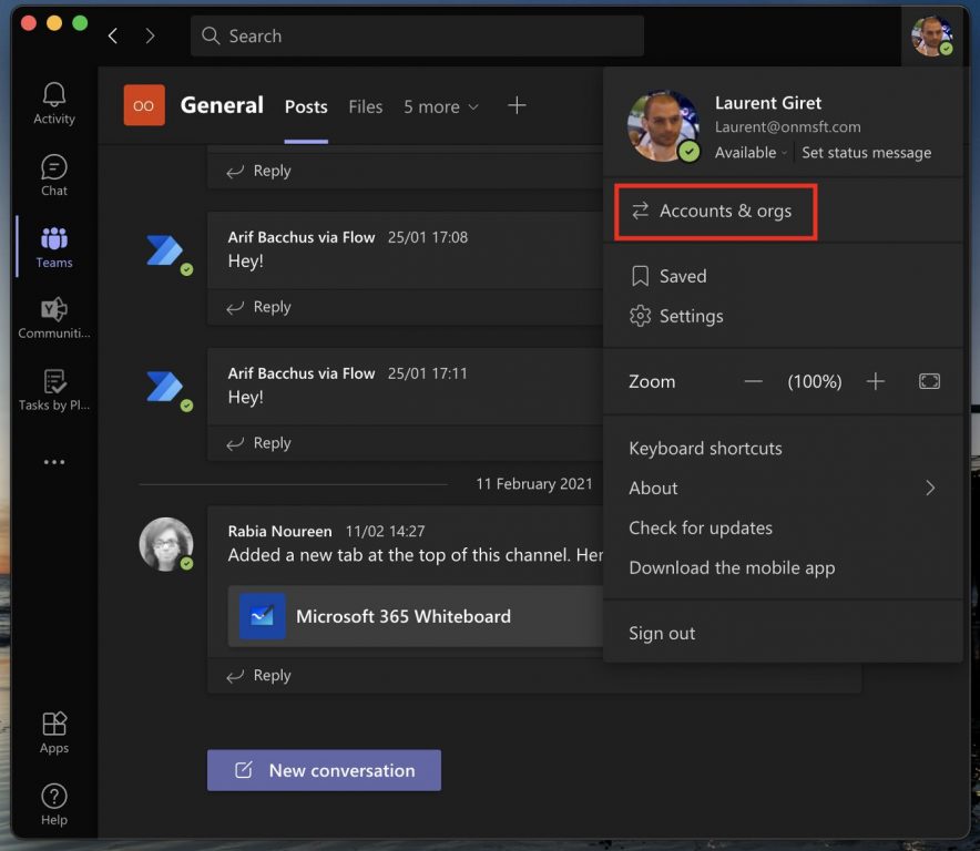 Microsoft Teams Account Switcher