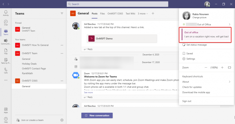 Microsoft Teams Out of Office