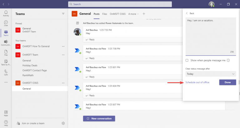 Microsoft Teams Out of Office