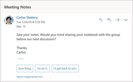 Outlook Windows Suggested Replies