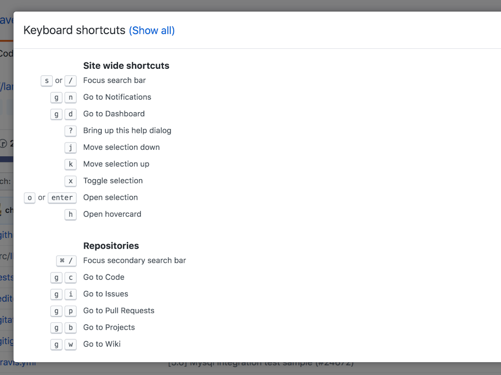 Github Keyboard Shortcuts