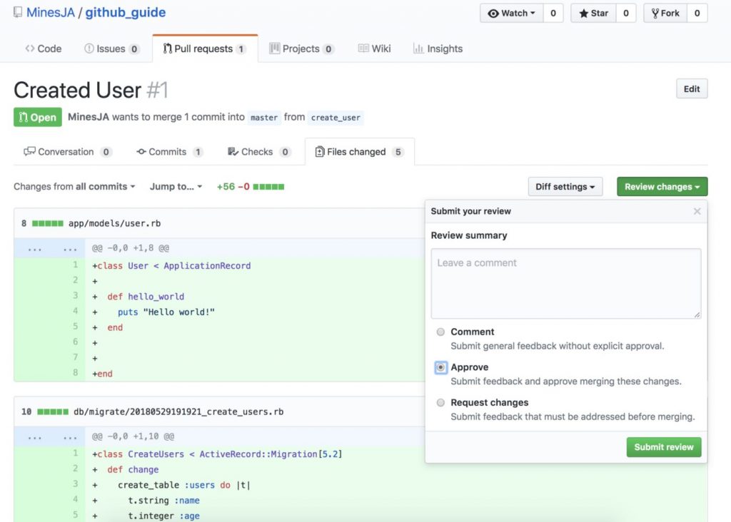 Github Review Changes