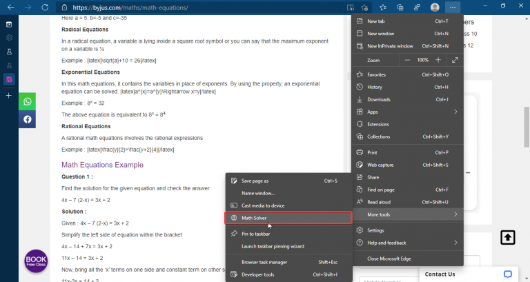 Microsoft Edge Math Solver 2