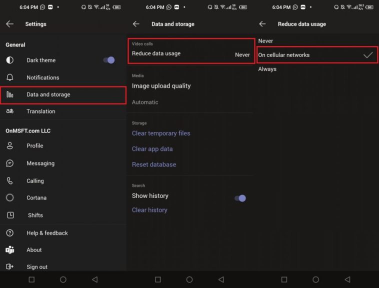 Microsoft Teams Low Data Mode