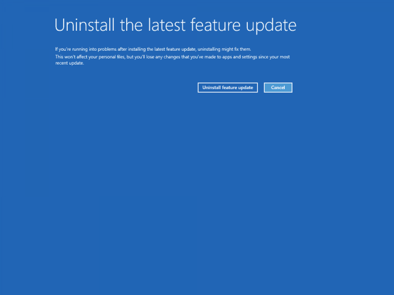 Windows 10 Cumulative Update Rollback