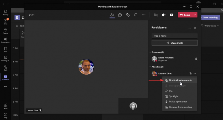 Stop attendee unmuting Microsoft Teams
