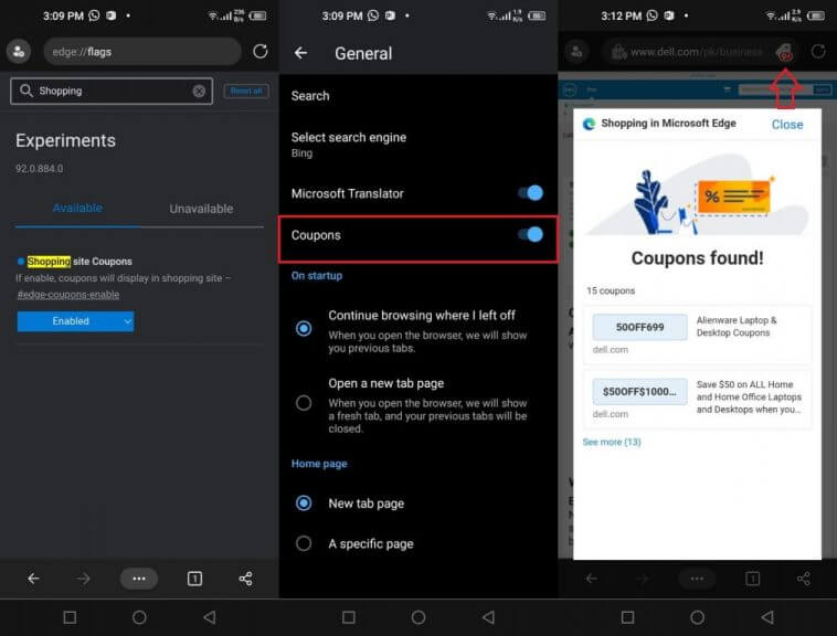 Edge For Android Coupons Shopping
