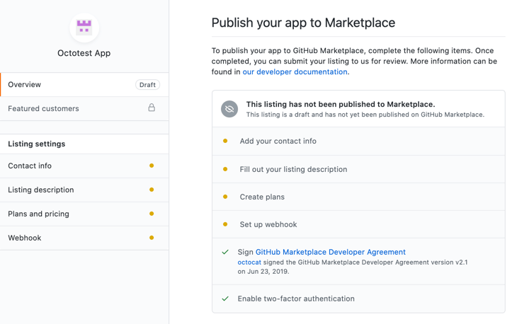 marketplace listing overview