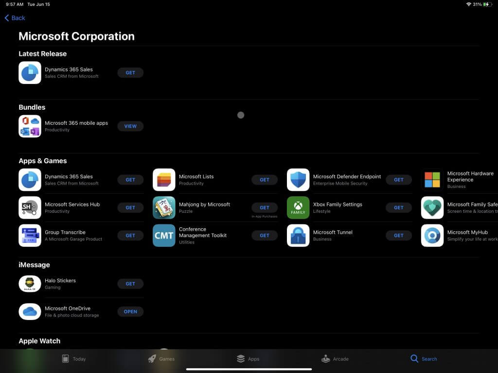 Microsoft Apps iPad