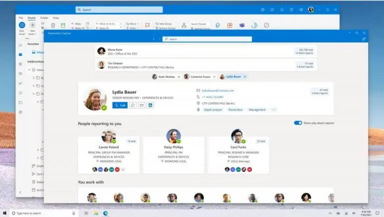Microsoft releases a screenshot of the redesigned and as-yet-unreleased Outlook for Windows app on MSFT.com on June 1, 2021