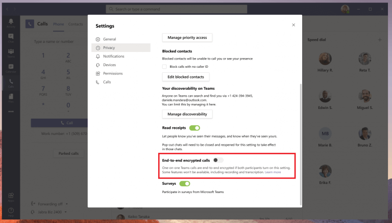 Microsoft Teams end-to-end encryption