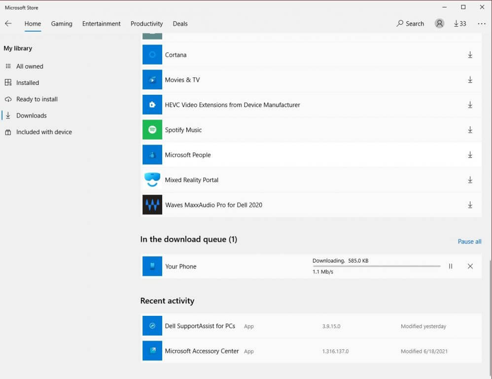 Store downloads