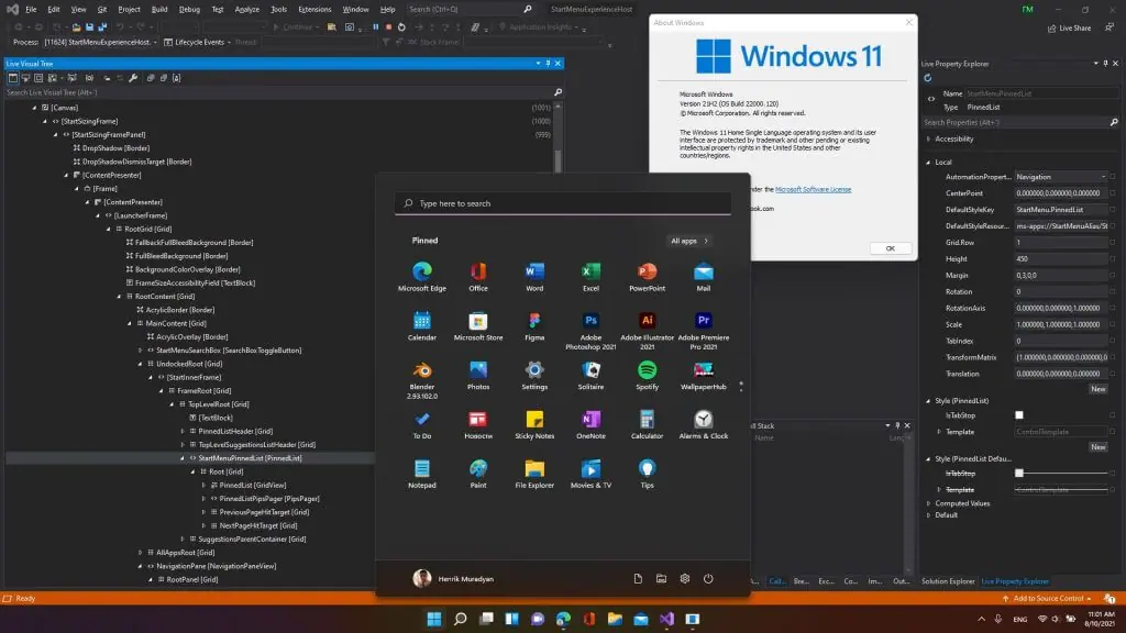 Windows 11 start menu changed.