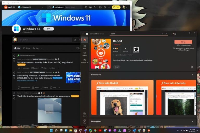 Aplicación reddit de Windows 11