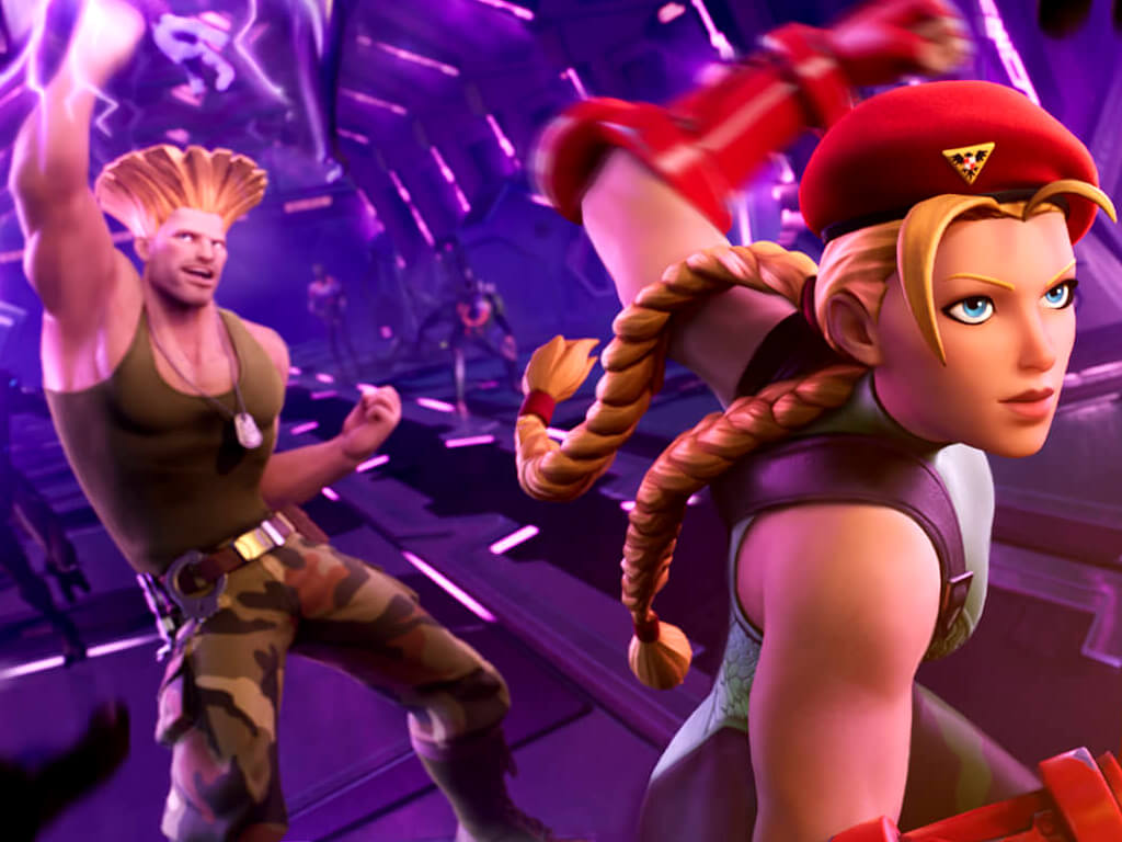 Street Fighter's Cammy and Guile in Fortnite video game on Xbox and PC