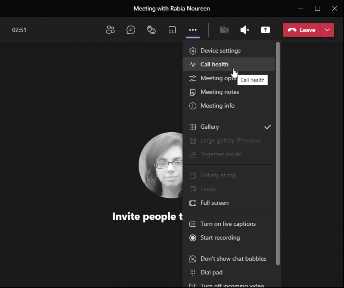 microsoft teams call health panel 1
