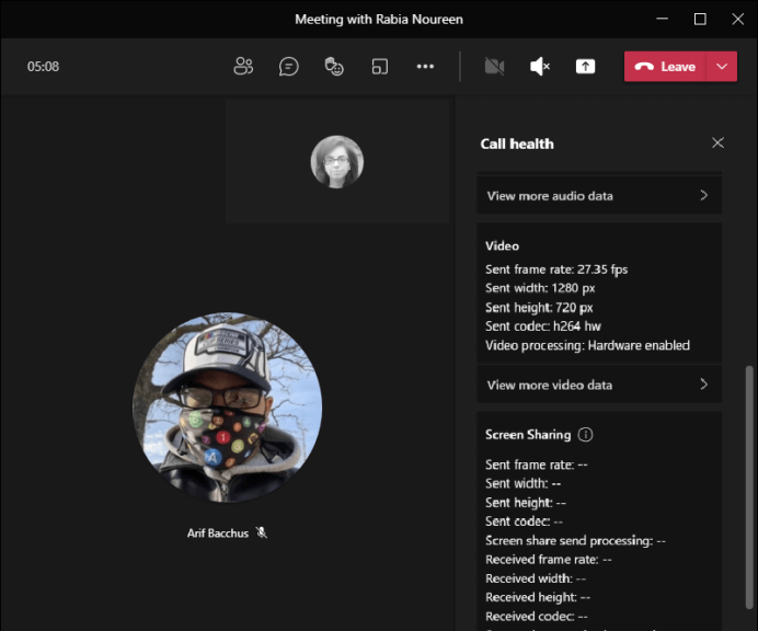 microsoft teams call health panel 2