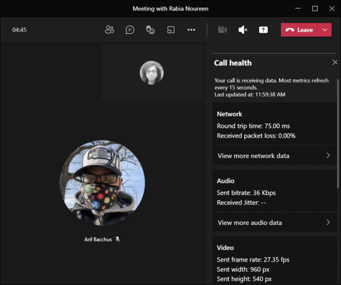 microsoft teams call health panel 3