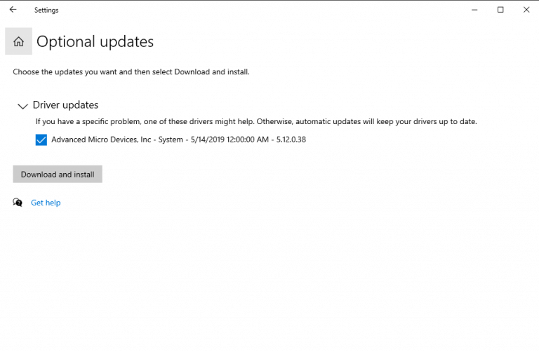 updating device driver through windows update