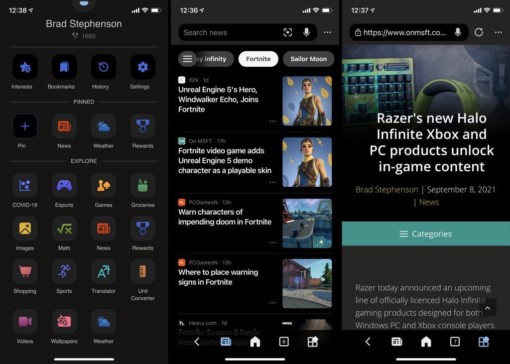 Microsoft Start app on iPhone.