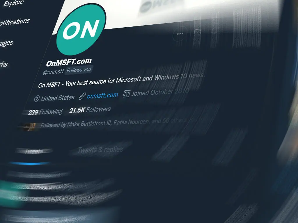 Onmsft twitter profile